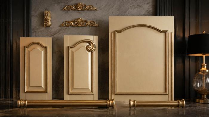 Set of panels (Classic set of facade elements with capitals and panels, KPN_0016) 3D models for cnc