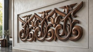 Church baguette Decorative frieze with flowers and ornate curlicues in classical style 3d model