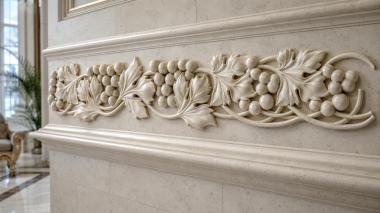 Church baguette Carved frieze with vine and realistic leaves 3d model