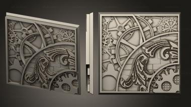 Bases Steam Punk 100mm square base magnet 3d model