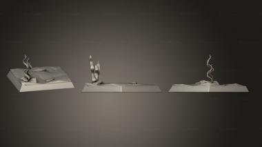 Bases underwater 40mm square magnets support 3d model