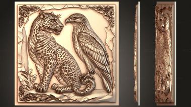 Fantasy and Fairy Tales Leopard and eagle - the union of predators 3d model