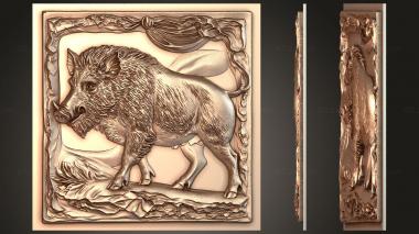 Fantasy and Fairy Tales Boar on the banner - courage in battle 3d model
