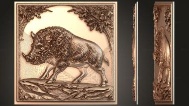 Fantasy and Fairy Tales Boar on the banner - a symbol of courage 3d model