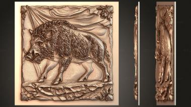 Fantasy and Fairy Tales Boar on the banner - emblem of firmness 3d model