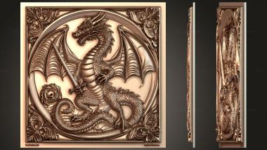 Fantasy and Fairy Tales Heraldic dragon with a sword - the keeper of the family foundations 3d model