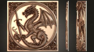 Fantasy and Fairy Tales Heraldic dragon with a sword - the invincible guardian of the dynasty 3d model