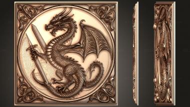 Fantasy and Fairy Tales Heraldic Dragon with Sword - Hero of the Ancient Line 3d model