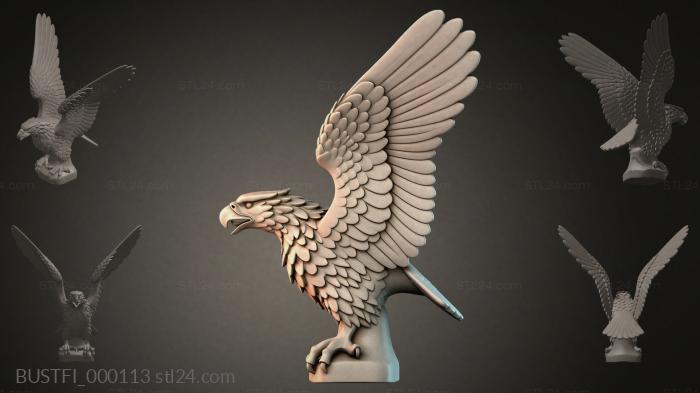 Бюсты фэнтези (Скульптура орла с крыльями, BUSTFI_000113) 3D модель для ЧПУ станка