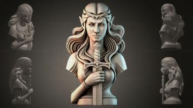 Fantasy busts Bust of an Elf with a Sword 3d model