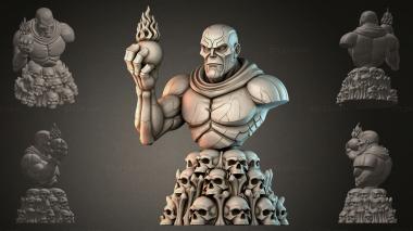 Fantasy busts Warrior bust with skulls 3d model