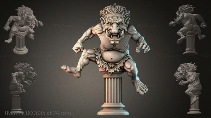 Бюсты фэнтези (Горгулья на колонне, BUSTFI_000835) 3D модель для ЧПУ станка