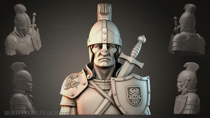 Бюсты фэнтези (Бюст римского воина, BUSTFI_001178) 3D модель для ЧПУ станка