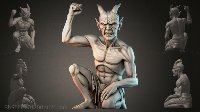 Бюсты фэнтези (Демон на коленях, BUSTFI_001200) 3D модель для ЧПУ станка