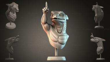 Fantasy busts Bust of a lizard with a raised finger 3d model