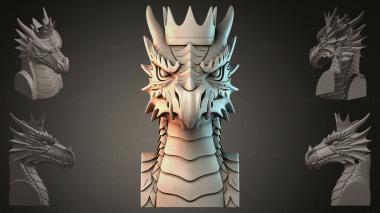 Fantasy busts Dragon bust with crown 3d model
