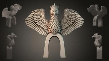 Fantasy busts Eagle sculpture on an arch 3d model