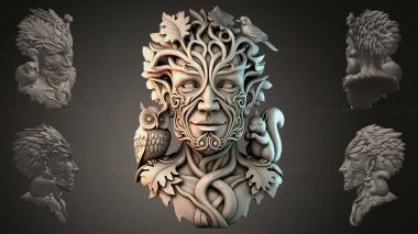 Fantasy busts Forest Spirit with Birds 3d model