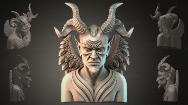 Fantasy busts Demon bust with horns 3d model