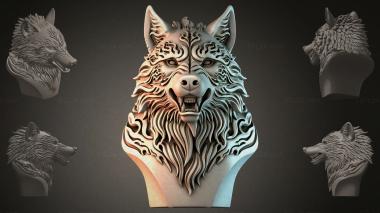 Fantasy busts Bust of a Wolf 3d model