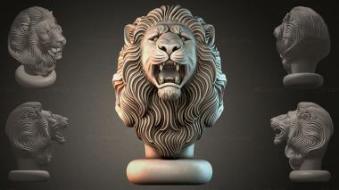 Fantasy busts Lion head sculpture 3d model