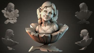 Fantasy busts Bust of a girl in a flower 3d model