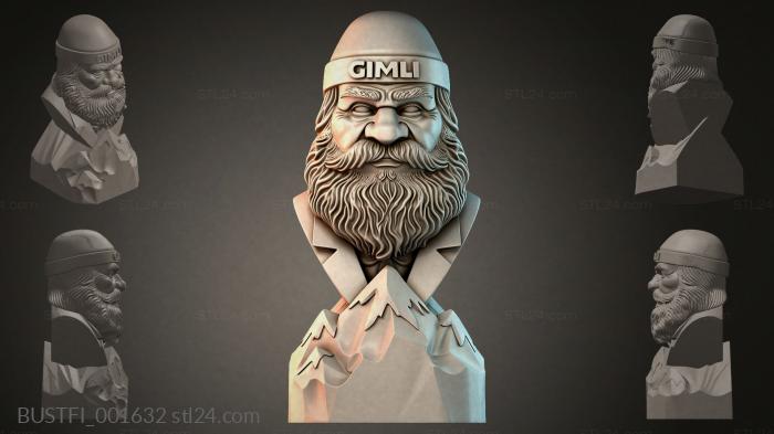 Бюсты фэнтези (Бюст бородатого гнома, BUSTFI_001632) 3D модель для ЧПУ станка