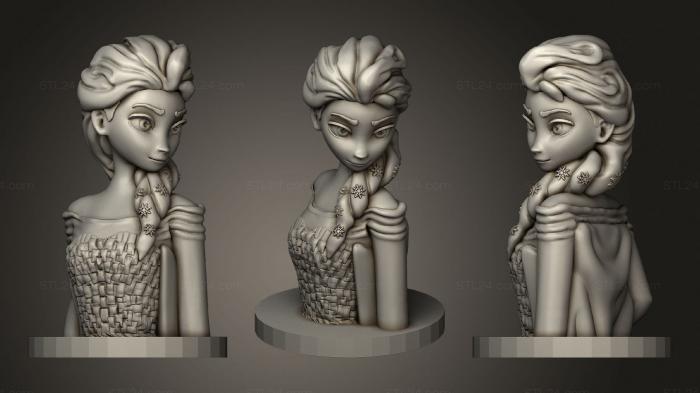 Бюсты монстры и герои (Бюст Эльзы, BUSTH_1228) 3D модель для ЧПУ станка