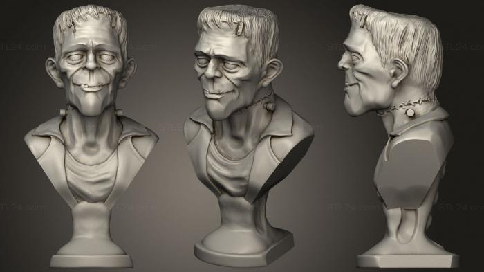 Бюсты монстры и герои (Бюст Франкенштейна, BUSTH_1271) 3D модель для ЧПУ станка