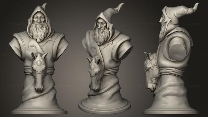 Бюсты монстры и герои (Рыцарь Хранитель Света Шахматная фигура для Dota 2, BUSTH_1430) 3D модель для ЧПУ станка