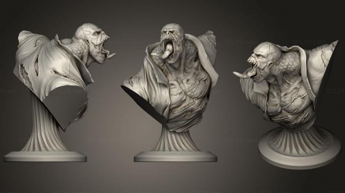Бюсты монстры и герои (Бюст Ящерицы, BUSTH_1463) 3D модель для ЧПУ станка