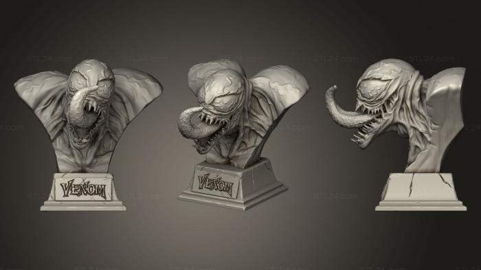 Бюсты монстры и герои (Веном с языком, BUSTH_1786) 3D модель для ЧПУ станка
