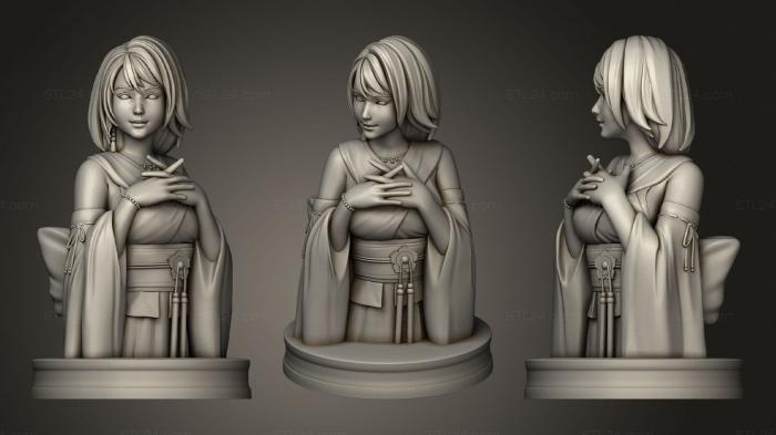 Бюсты монстры и герои (Бюст Юны FFX, BUSTH_1838) 3D модель для ЧПУ станка
