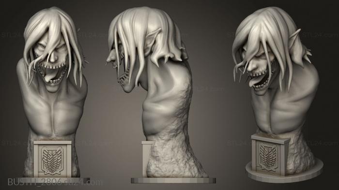 Бюсты монстры и герои (Эрен Ягер Атакует Титана, BUSTH_2806) 3D модель для ЧПУ станка