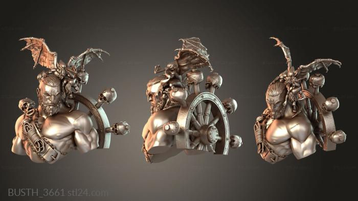 Бюсты монстры и герои (Акк Рулевой Легендарный Дети Моря, BUSTH_3661) 3D модель для ЧПУ станка