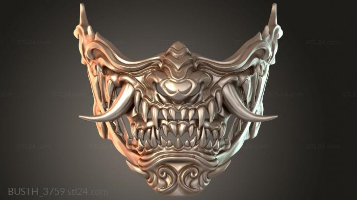 Бюсты монстры и герои (Маска Бакемоно Мемпо, BUSTH_3759) 3D модель для ЧПУ станка