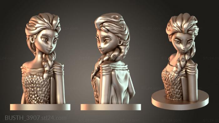 Бюсты монстры и герои (Бюст Эльзы, BUSTH_3907) 3D модель для ЧПУ станка