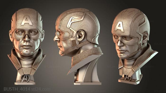 Бюсты монстры и герои (Капитан Америка, BUSTH_4014) 3D модель для ЧПУ станка
