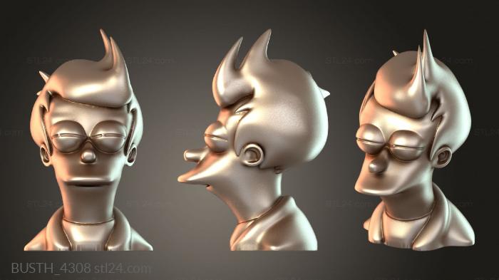 Бюсты монстры и герои (Футурама Фрай, BUSTH_4308) 3D модель для ЧПУ станка