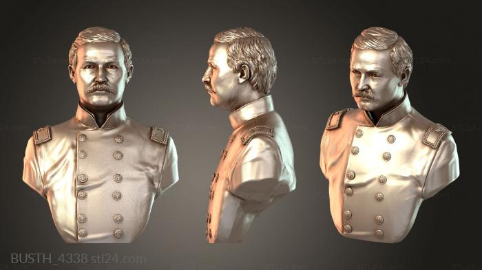 Бюсты монстры и герои (Бюст генерала Джона Бьюфорда, BUSTH_4338) 3D модель для ЧПУ станка