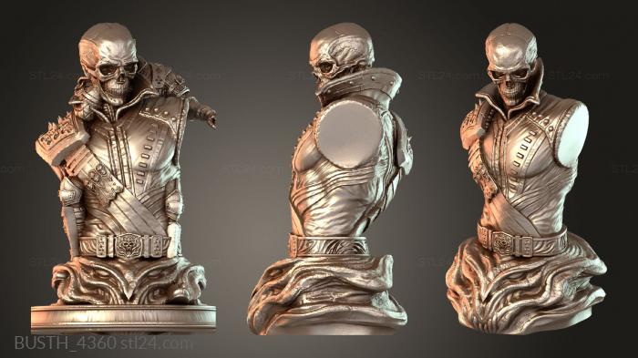 Бюсты монстры и герои (Бюст Призрачного Гонщика Цабер, BUSTH_4360) 3D модель для ЧПУ станка