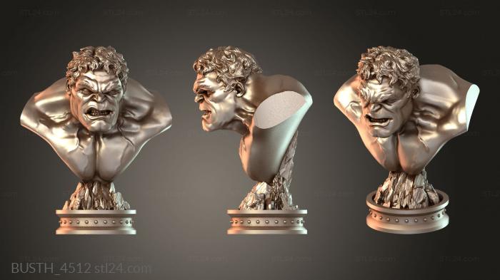Бюсты монстры и герои (Бюст Халка, BUSTH_4512) 3D модель для ЧПУ станка