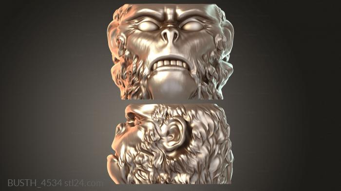 Бюсты монстры и герои (Индиана Джонс, обезьяна-плантатор, BUSTH_4534) 3D модель для ЧПУ станка