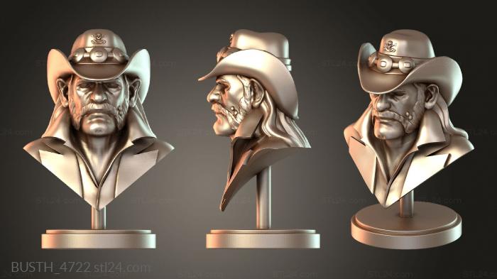 Бюсты монстры и герои (Бюст Лемми Килмистера, BUSTH_4722) 3D модель для ЧПУ станка