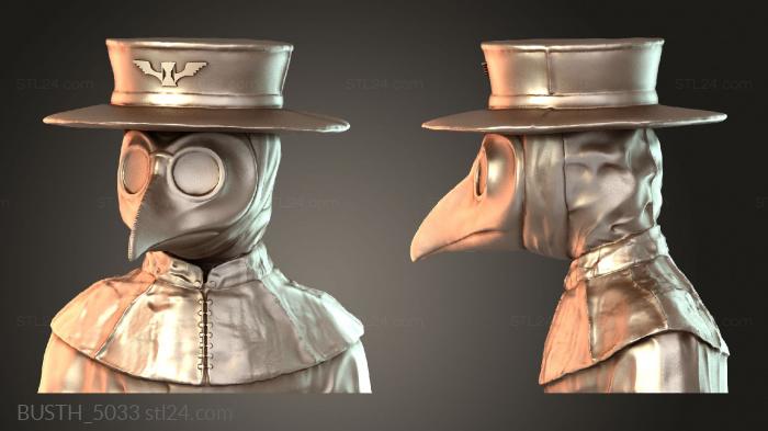 Бюсты монстры и герои (Бюст Чумного Доктора Песочника, BUSTH_5033) 3D модель для ЧПУ станка
