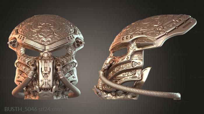 Бюсты монстры и герои (Маска и подставка Predator Architect Concept Mini, BUSTH_5046) 3D модель для ЧПУ станка