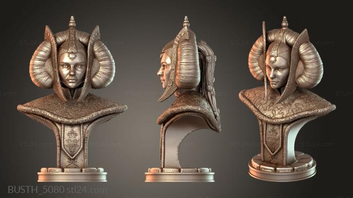 Бюсты монстры и герои (Королева Амидала Падме, BUSTH_5080) 3D модель для ЧПУ станка