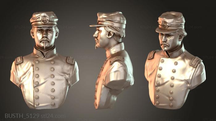 Бюсты монстры и герои (Роберт Гулд Шоу Генерал бюст, BUSTH_5129) 3D модель для ЧПУ станка
