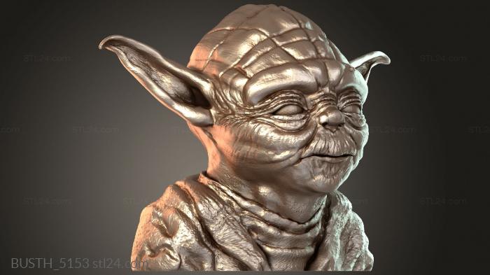 Бюсты монстры и герои (Бюст Ровинолона Йоды, BUSTH_5153) 3D модель для ЧПУ станка