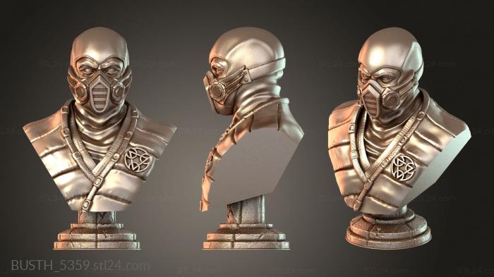 Бюсты монстры и герои (Бюст Саб-Зиро и Скорпион, BUSTH_5359) 3D модель для ЧПУ станка